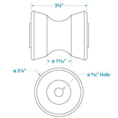 Seachoice 56580 Non-Marking TP Yellow Rubber V-Bow Stop With 1/2