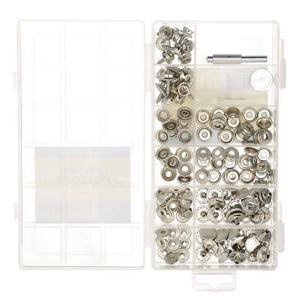 Seachoice KP7262SC 59444 Nickel Plated Brass Canvas Snap Kit With Tool - 144 Piece