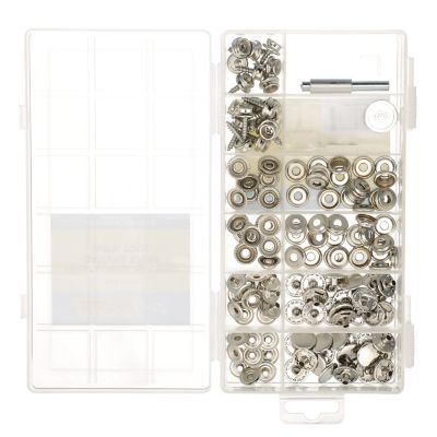 Seachoice KP7262SC 59444 Nickel Plated Brass Canvas Snap Kit With Tool - 144 Piece
