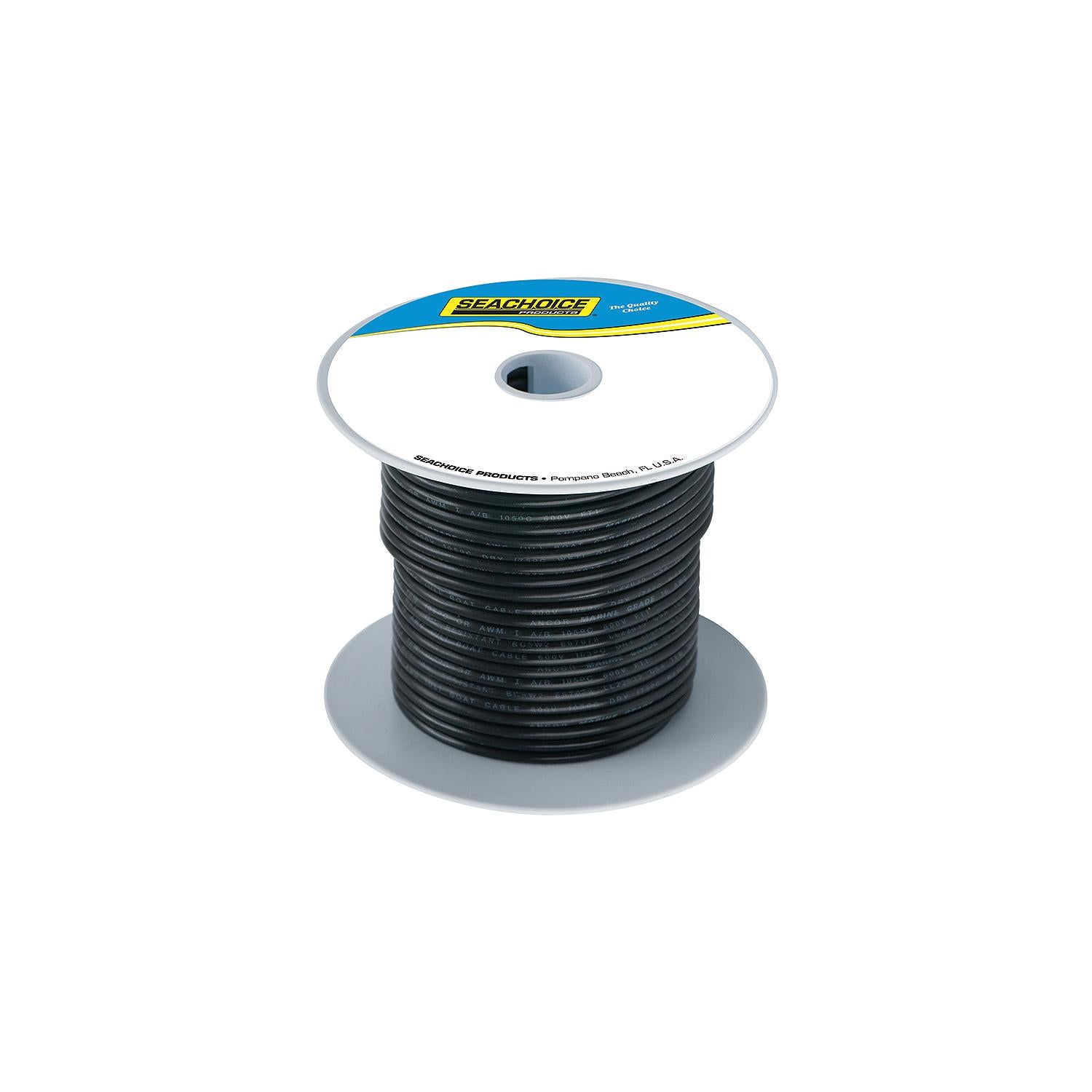 Seachoice 50-63041 63041 Tinned Copper Marine Wire, 6 AWG, Black, 50'