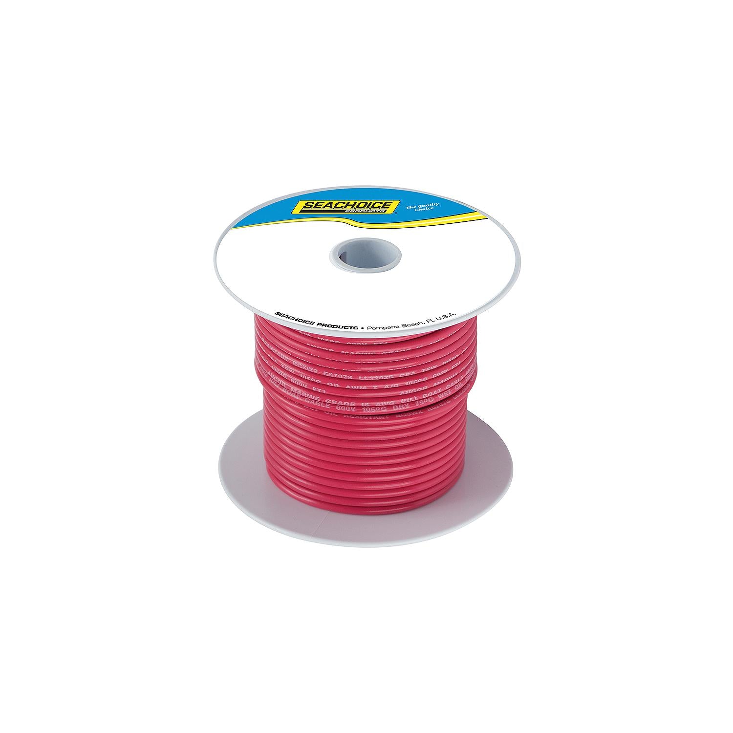 Seachoice 50-63044 63044 Tinned Copper Marine Wire, 6 AWG, Red, 50'