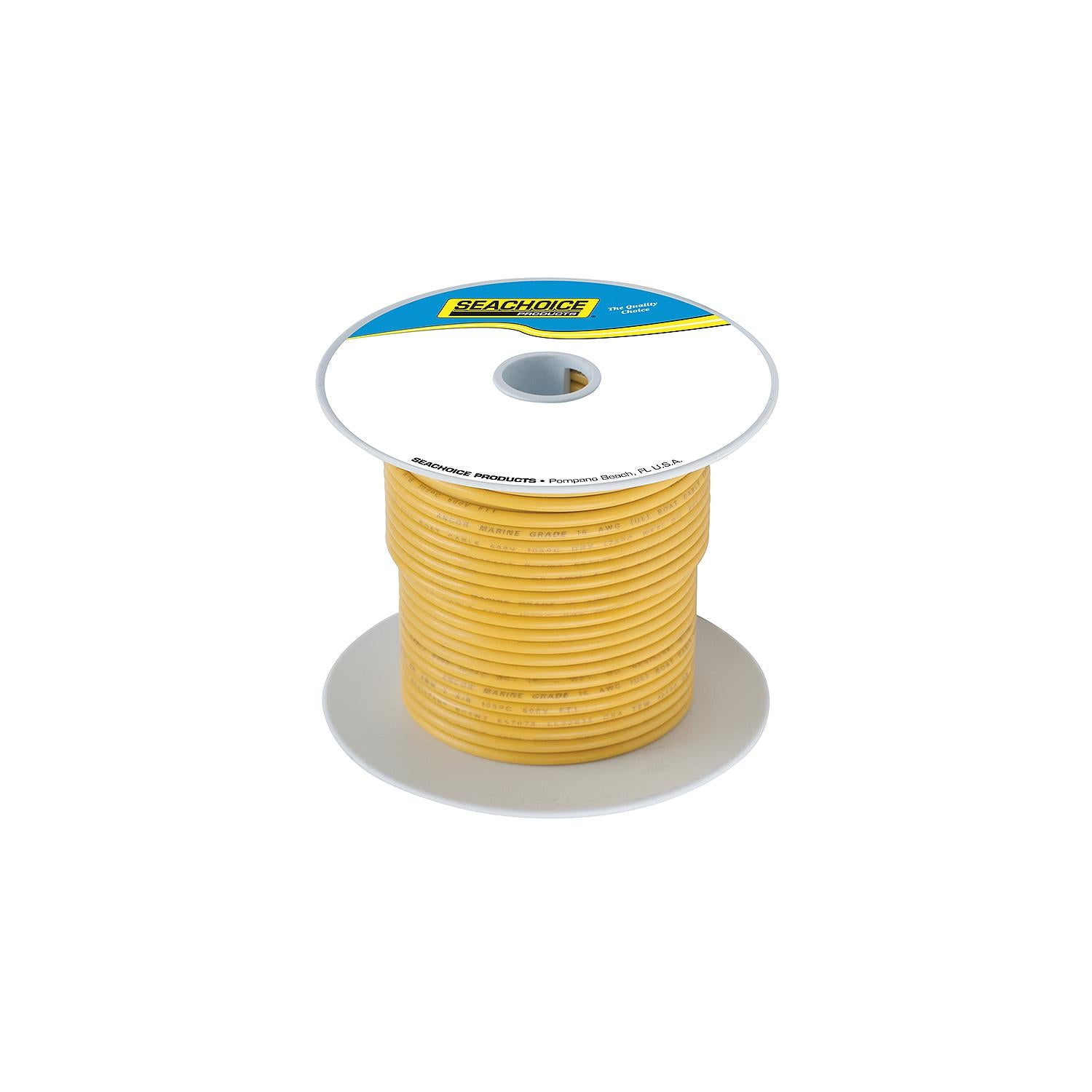 Seachoice 50-63087 63087 Tinned Copper Marine Wire, 12 AWG, Yellow, 100'