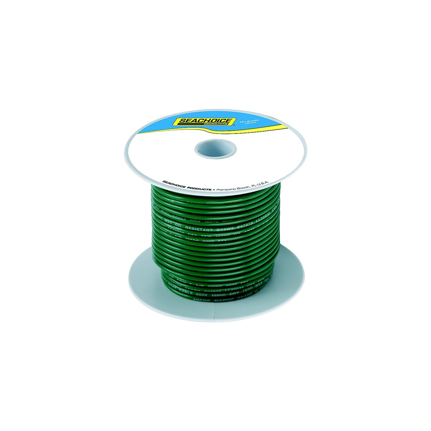 Seachoice 50-63056 63056 Tinned Copper Marine Wire, 8 AWG, Green, 100'