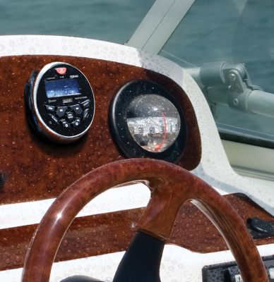 Seachoice MGR350BSC 72104 BluetoothÂ® In-Dash Marine Gauge Stereo, Round Face
