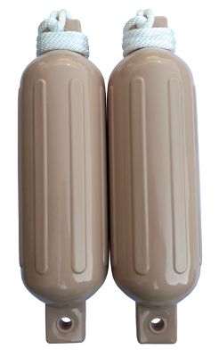 Seachoice DE77204S 79254 Twin Eye Ribbed Fender Kit (Includes 2 5.5" x 20" Tan Fenders and Matching 3/8 5' Lines)