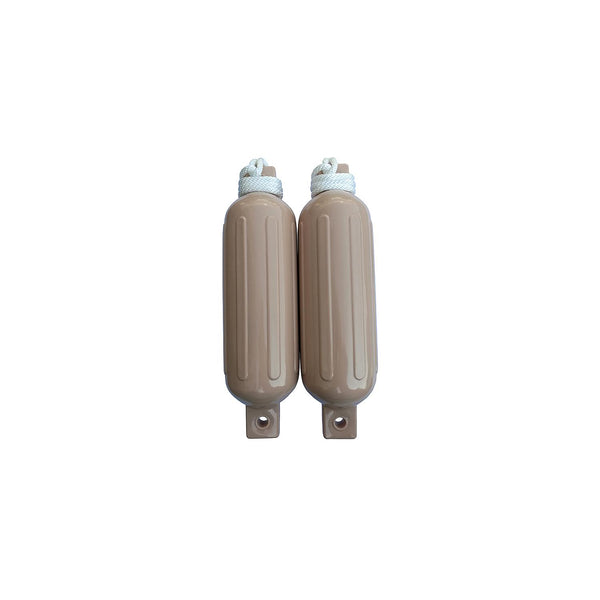 Seachoice DE77234S 79274 Twin Eye Ribbed Fender Kit (Includes 2 6.5" x 23" Tan Fenders and Matching 3/8 5' Lines)