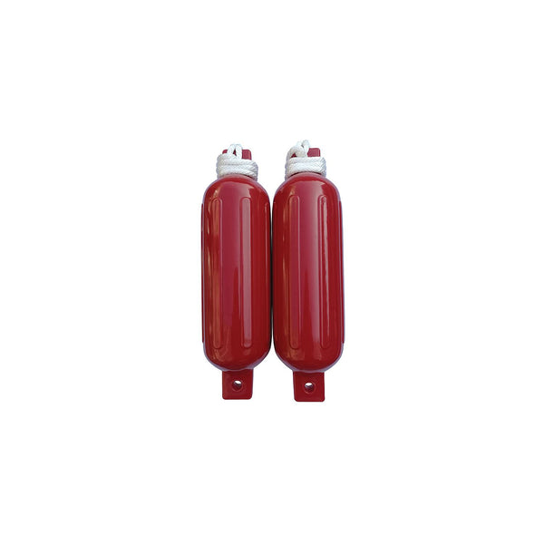 Seachoice DE77233S 79276 Twin Eye Ribbed Fender Kit (Includes 2 6.5" x 23" Red Fenders and Matching 3/8 5' Lines)