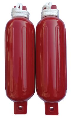 Seachoice DE77203S 79256 Twin Eye Ribbed Fender Kit (Includes 2 5.5" x 20" Red Fenders and Matching 3/8 5' Lines)