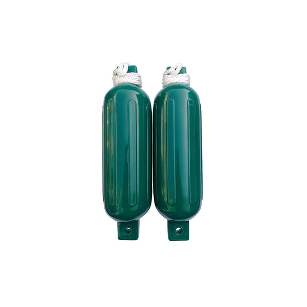 Seachoice DE77238S 76277 Twin Eye Ribbed Fender Kit (Includes 2 6.5" x 23" Green Fenders and Matching 3/8 5' Lines)