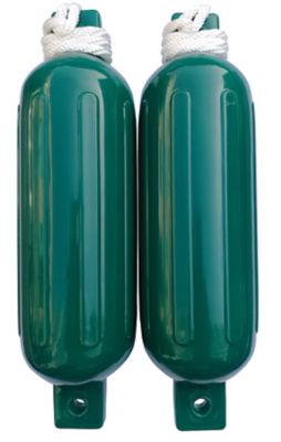 Seachoice DE77208S 79257 Twin Eye Ribbed Fender Kit (Includes 2 5.5" x 20" Green Fenders and Matching 3/8 5' Lines)