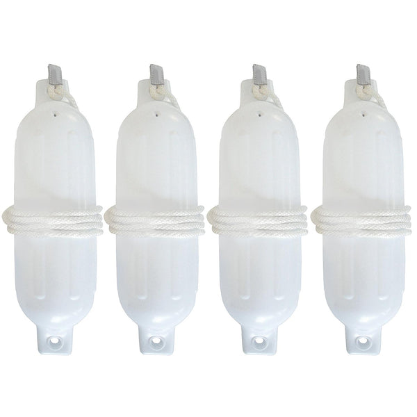 Seachoice DE78161S 79291 Twin Eye Ribbed Fender Kit (Includes 4ea 4.5" x 16" White Fenders and 4 Matching 1/4 5' Lines)