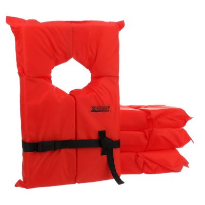 Seachoice EPE1110AK1AUPK40-85510 85510 Adult Universal Type II USCGA Life Vests w/Bag, Orange, 4-Pack