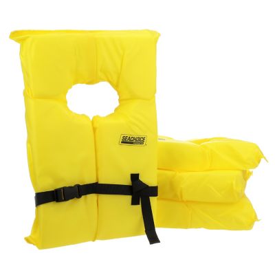 Seachoice EPE1110AK1AUPK4Y-86010 86010 Adult Universal Type II USCGA Life Vests w/Bag, Yellow, 4-Pack