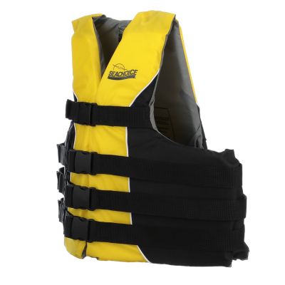 Seachoice 50-86420 Deluxe 4-Belt Ski Vest - Yellow/Black, Lg/XL