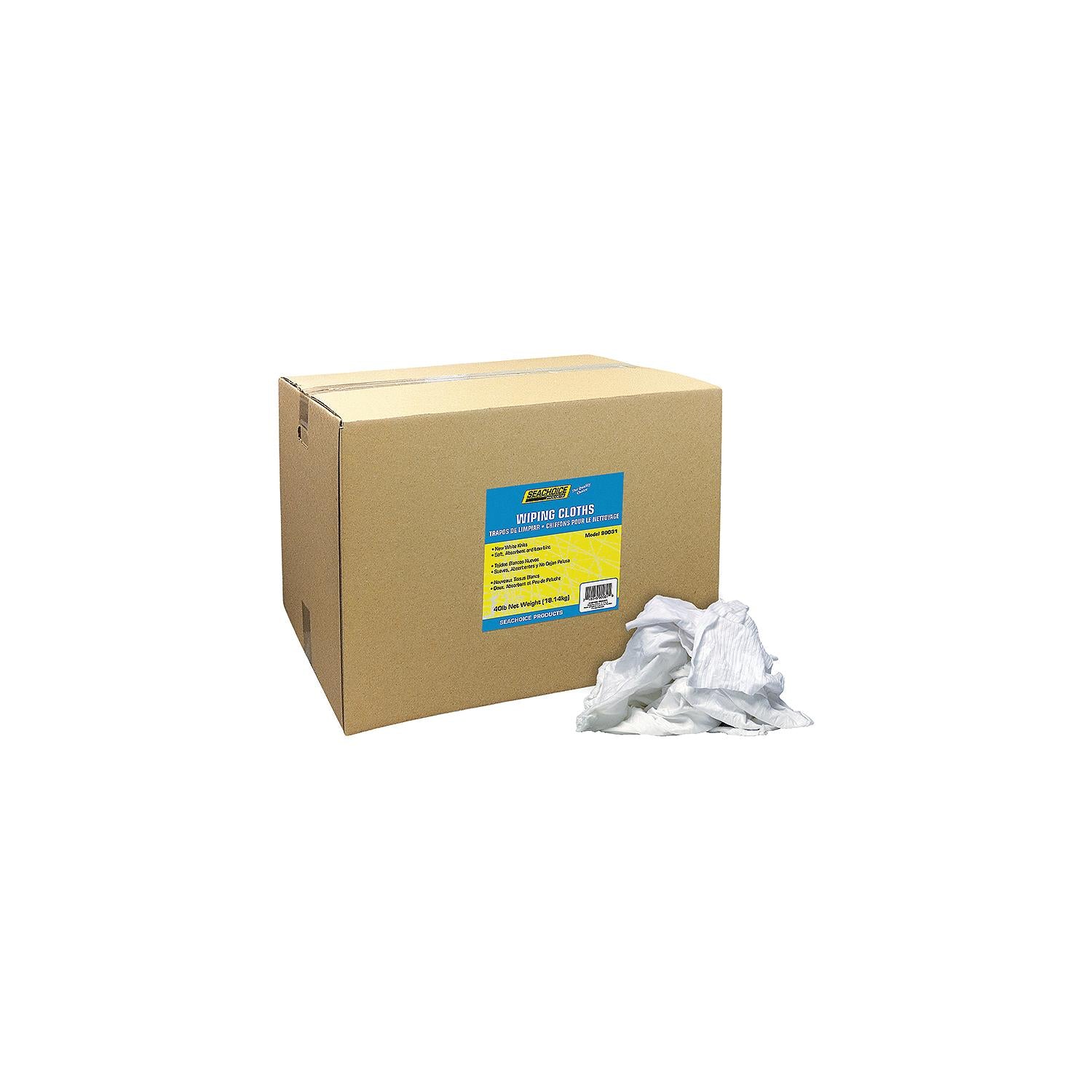 Seachoice 6403-50-SC 90031 New White Knits Wiping Cloths, 40-lb. Box