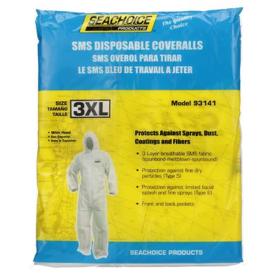 Seachoice 93141 SMS Breathable Disposable Paint Suit With Hood