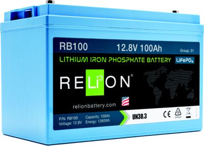 RELiON RB100-HP RB100HP LiFePO4 Lithium Iron Phosphate 12V Battery, Group 31