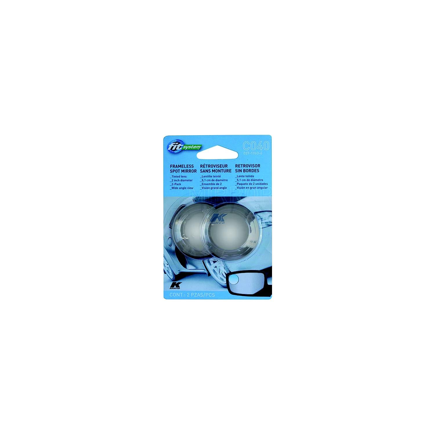 K-Source C040 Captain Phab Stick-On Frameless Mirror, 2/pk