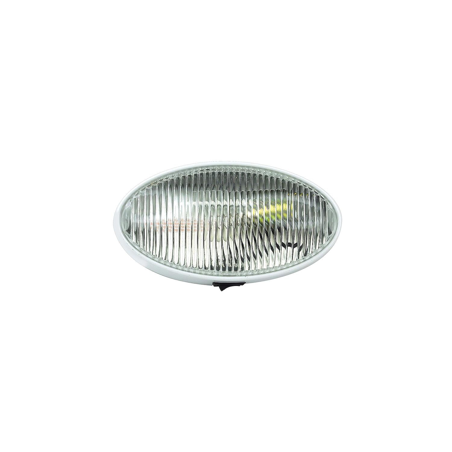 FulTyme RV 590-1124 Oval Porch/Utility Light w/Switch, Clear/ White housing