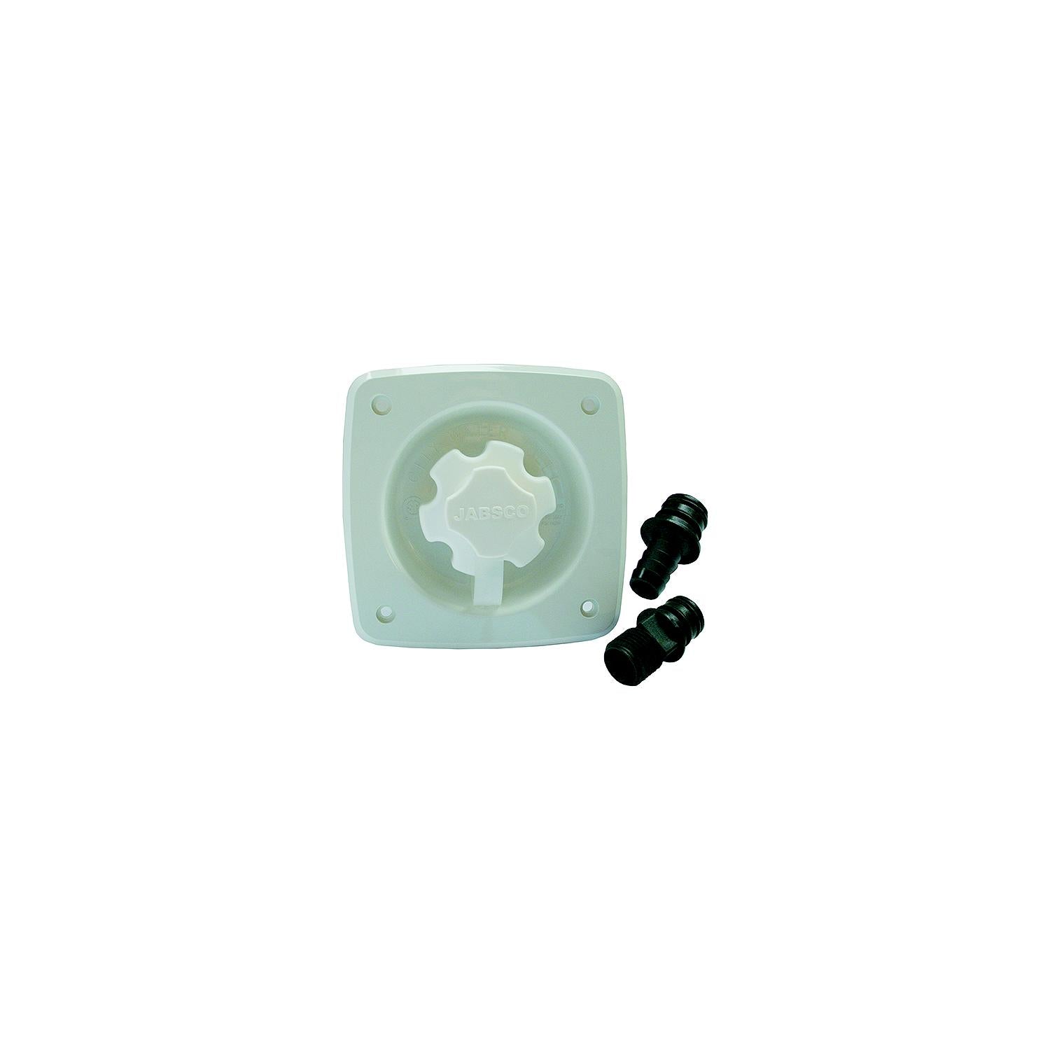 Jabsco 44412-1045 White 90Â° Port Flush 45 PSI Water Pressure Regulator