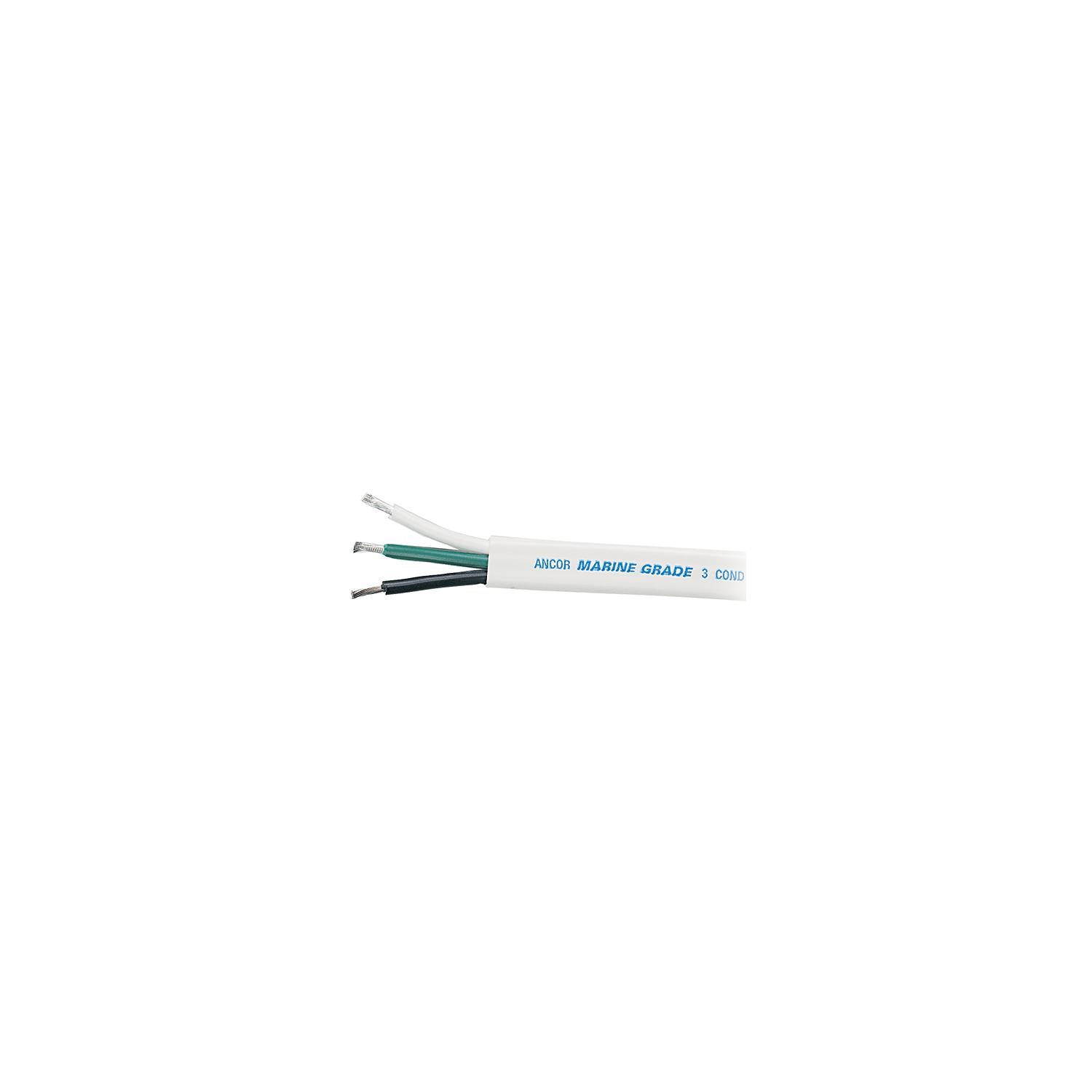 Ancor 130910 Marine Gradeâ„¢ Tinned Triplex Cable, Black/Green/White Conductors, 8/3 AWG, 100', White Jacket