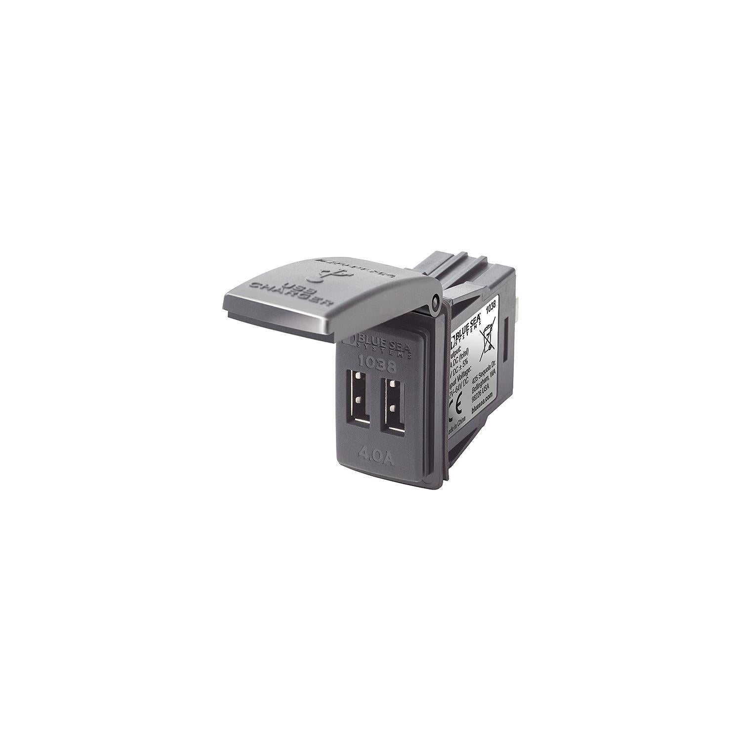 Blue Sea Systems 1038-BSS-BSS 1038BSS Dual USB Charger Switch Mount 48V DC