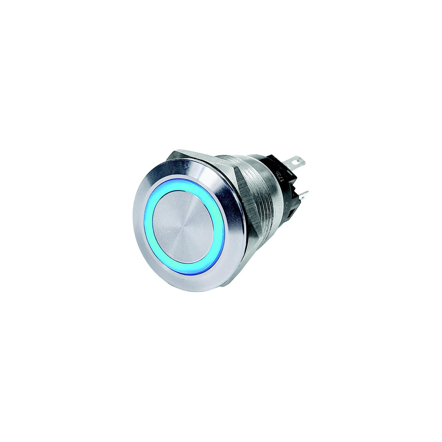 Blue Sea Systems 4160-BSS 4160 Push Button LED Ring Switch, Blue, Off-On