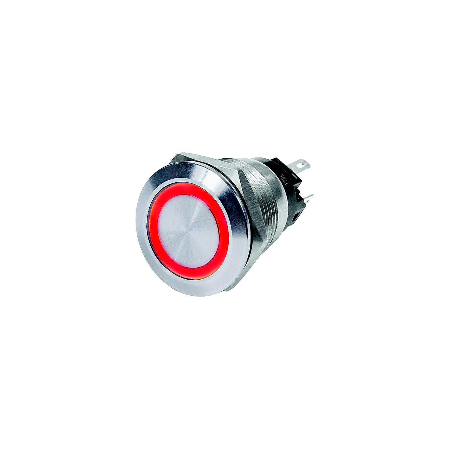 Blue Sea Systems 4162-BSS 4162 Push Button LED Ring Switch, Red, Off-On