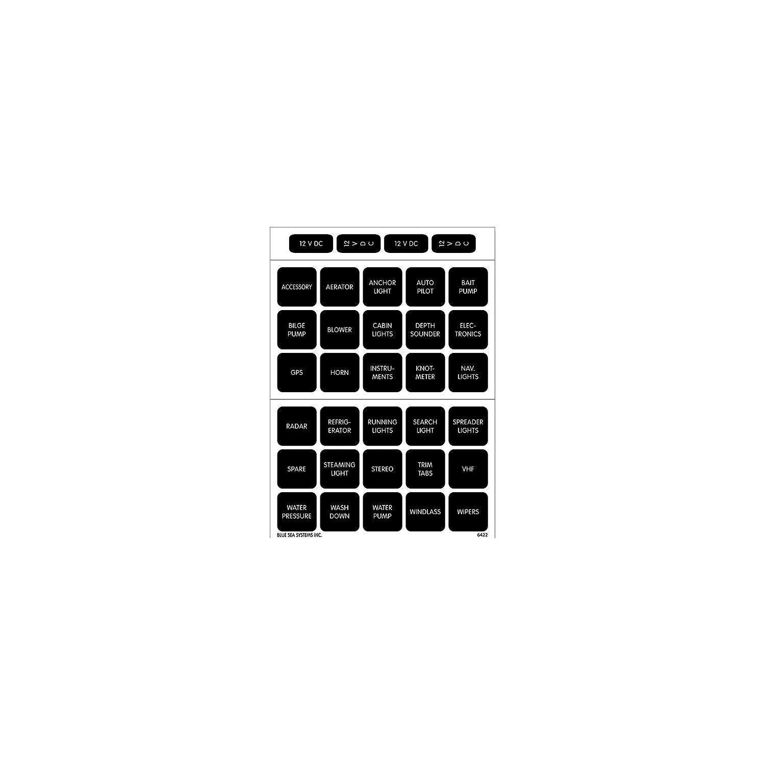 Blue Sea Systems 4215-BSS 4215 Waterproof Square Format Label Kit, 60 DC Set