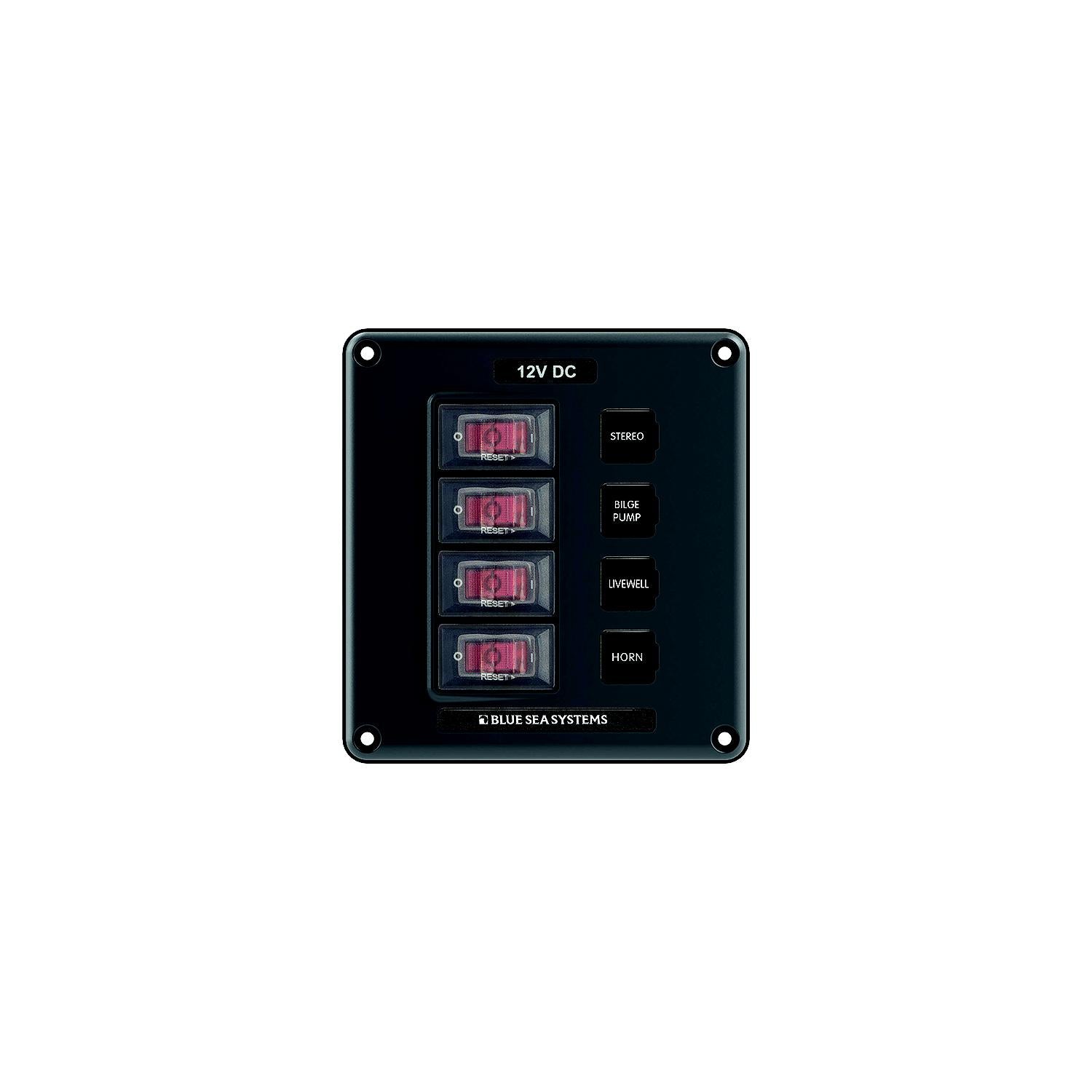 Blue Sea Systems 4320-BSS 4320 Water-Resistant Circuit Breaker Switch Panel, 4 Position