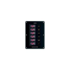 Blue Sea Systems 4322-BSS 4322 Water-Resistant Circuit Breaker Switch Panel, 6 Position