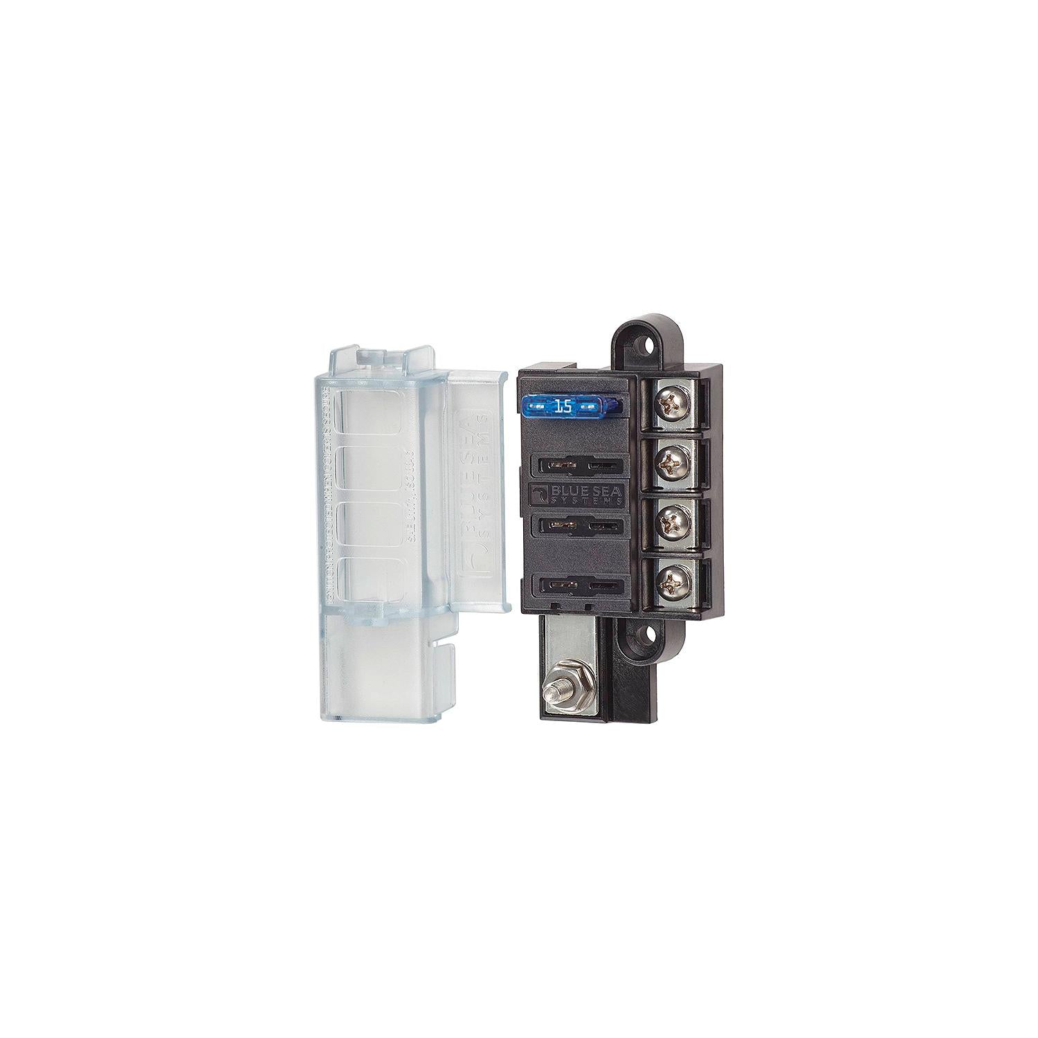 Blue Sea Systems 5045-BSS ST Blade Compact Fuse Block - Common Source, 4 Circuits