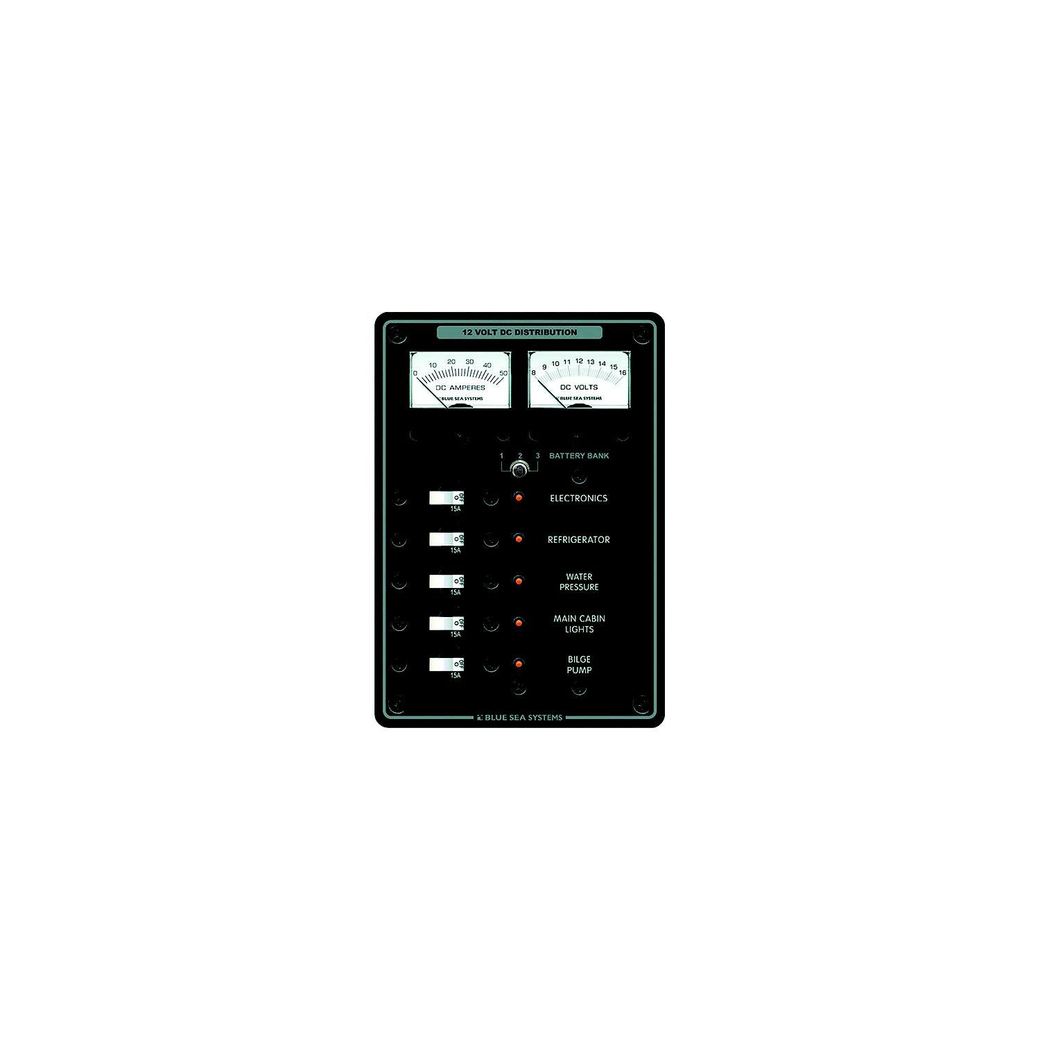 Blue Sea Systems 8081-BSS 8081 Traditional Metal DC Circuit Breaker Panel - 5 Positions