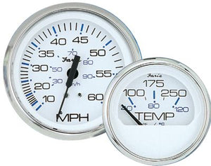 Faria Instruments F33864 Chesapeake White Stainless Steel Multifunction Gauge: Fuel Level, Oil psi, Water Temp, Voltmeter
