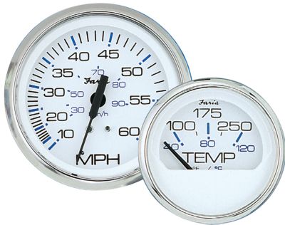 Faria Instruments F33864 Chesapeake White Stainless Steel Multifunction Gauge: Fuel Level, Oil psi, Water Temp, Voltmeter