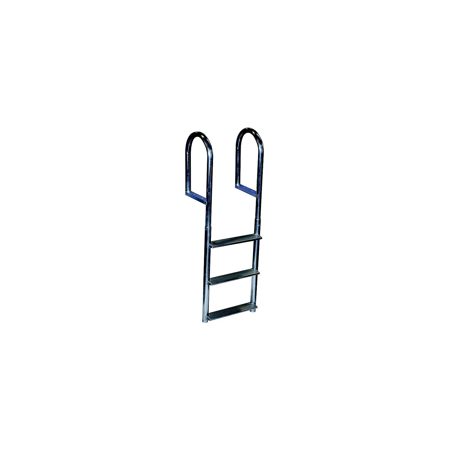 Dock Edge DE2043F 2043F Welded Aluminum Fixed Wide 3-Step Ladder