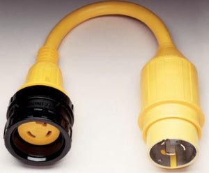 Marinco 106A Standard Pigtail Adapter Dock Side Male 20A 125V Locking to Boat Female 30A With Sealing Collar System