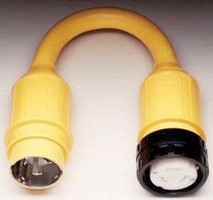 Marinco 123A Standard Pigtail Adapter Dock Side Male 50A 125/250V Locking to Boat Female 125V With Sealing Collar System