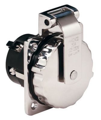 Marinco 6373EL 50A 125/250V Stainless Steel Power Inlet w/o Rear Safety Enclosure