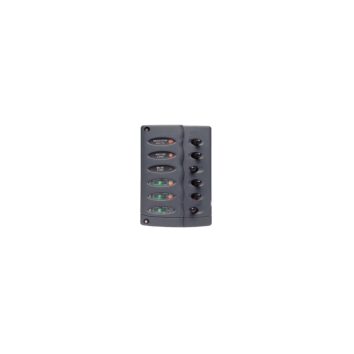 BEP CSP6-F Marinco Contour Switch Panel Includes 6 Switches and 3 Inline Fuse Holders