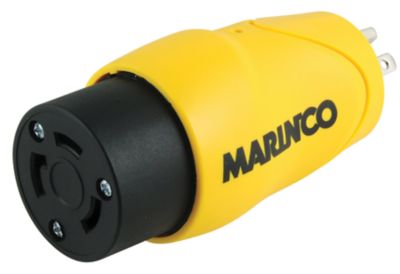 Marinco S15-30 (Old 83A) Straight Adapter Dock Side Male 15A/125V Blade to Boat Female 30A/125V Locking
