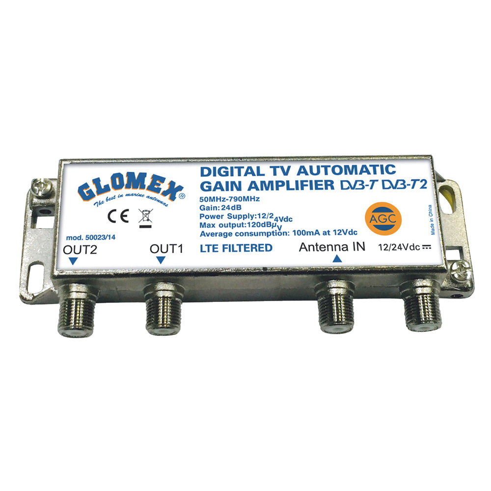 Glomex Auto Gain Control Amp - 12/24VDC f/2 TV Outputs [50023/14]
