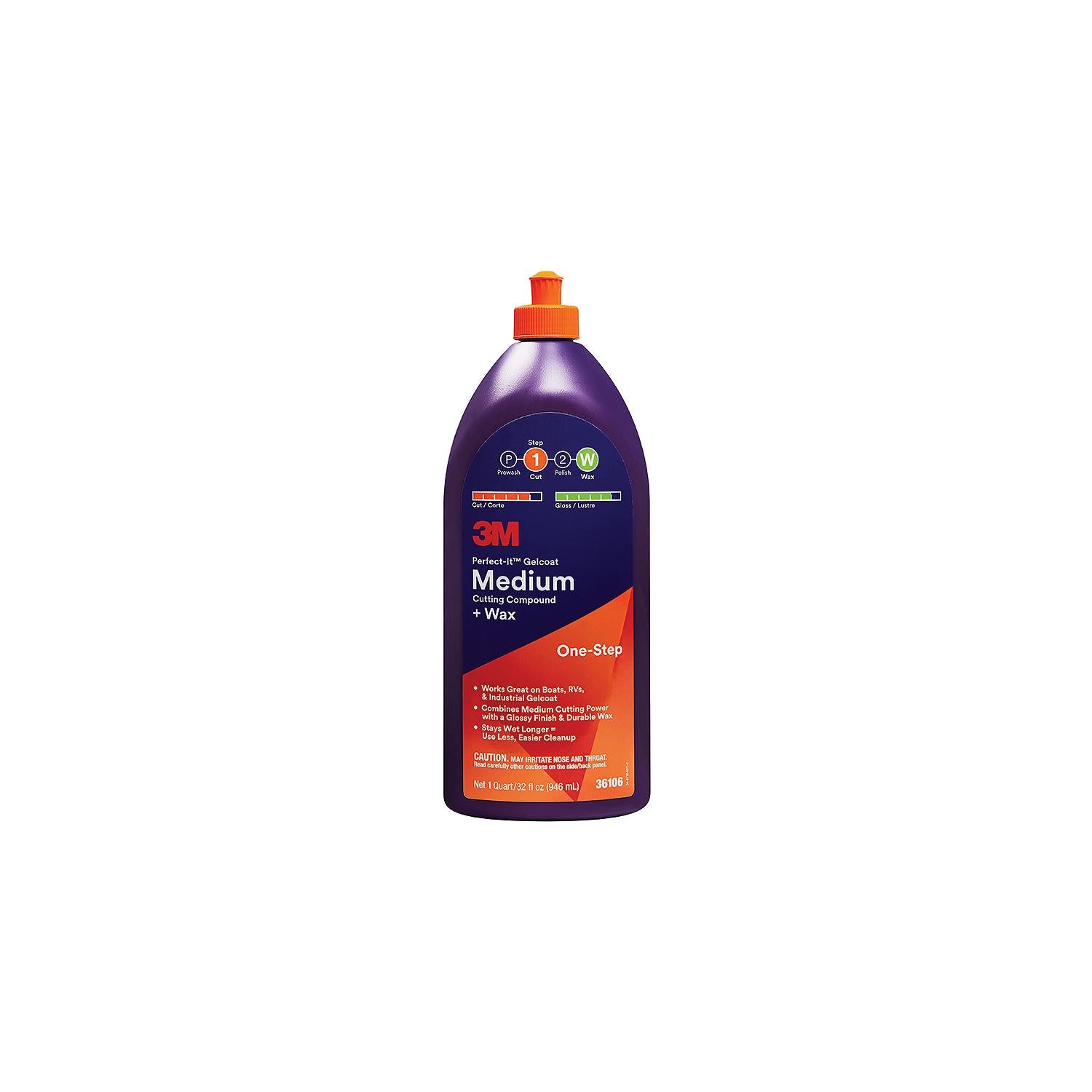 3M 051131-36106 Perfect-Itâ„¢ Gelcoat Medium Cutting Compound/Wax, Qt.