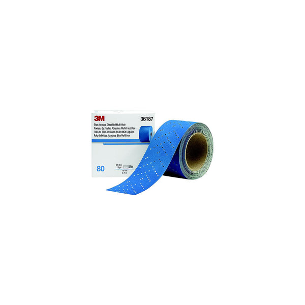 3M 36190 Blue Abrasive Hookit Sheet Roll, 2-3/4" x 13 Yards