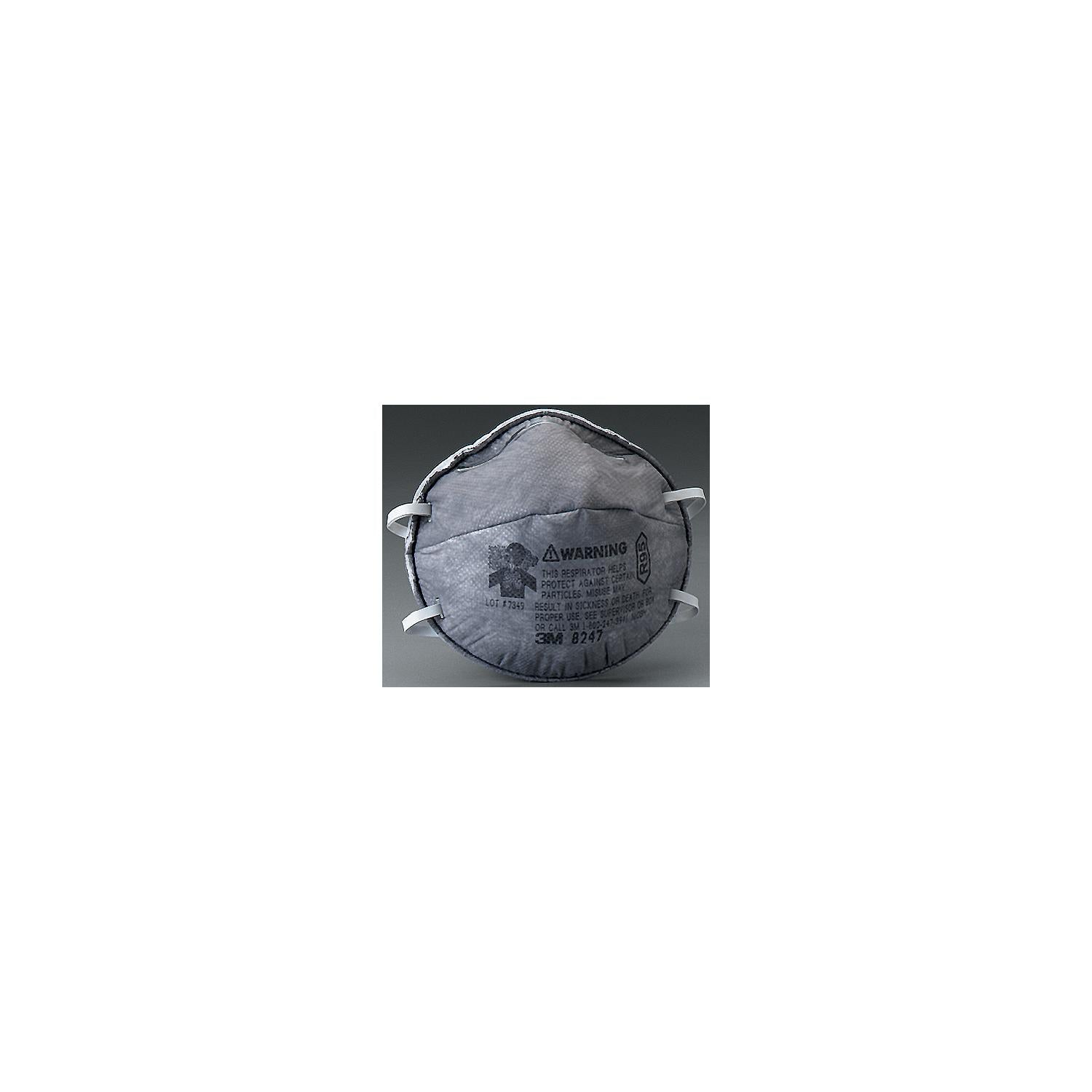 3M 5113854358 Particulate Respirator 8247, R95 w/Nuisance Level Organic Vapor Relief
