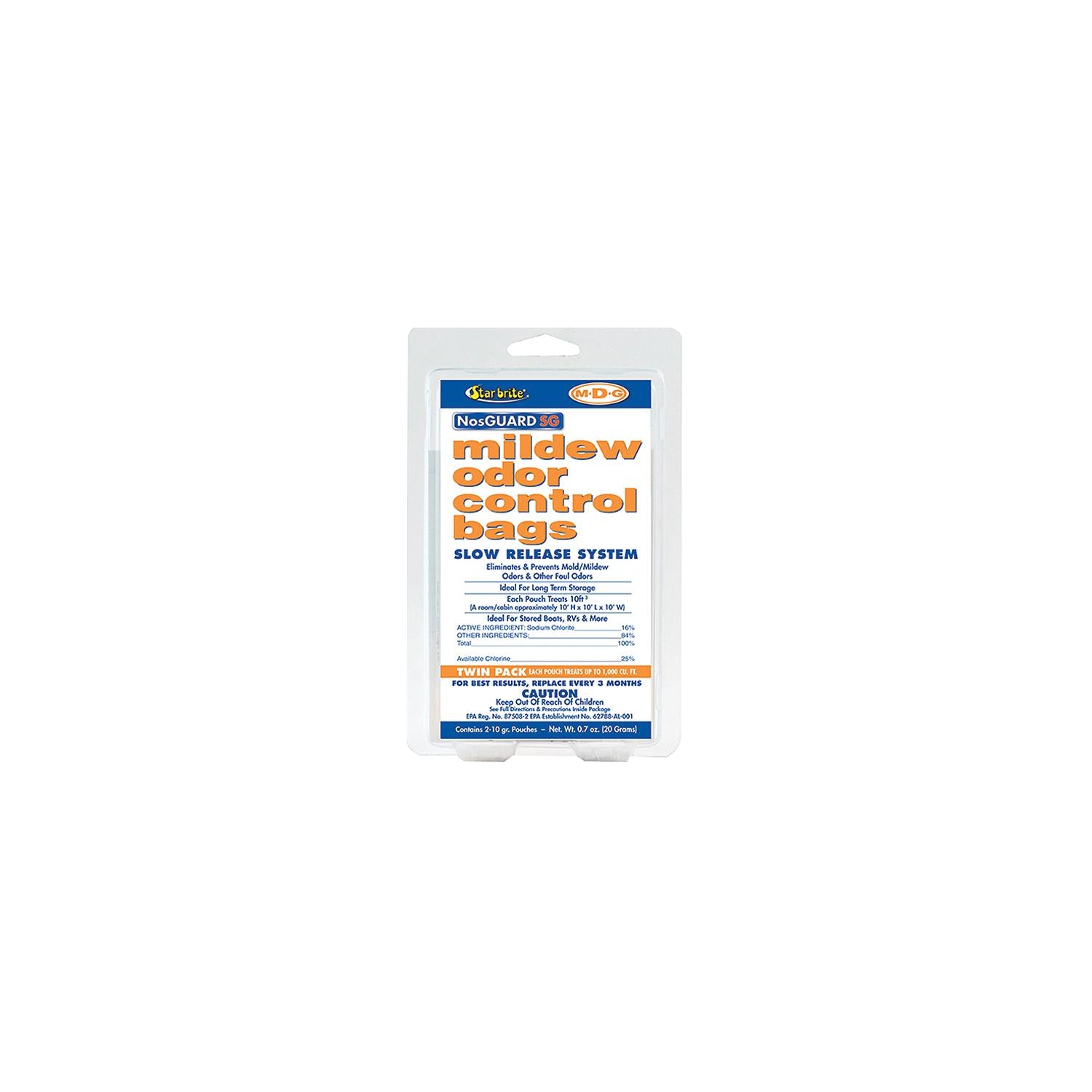 Star brite 89950 M2DG Slow Release Mildew Odor Control Bags, 10 Grams, 2/Pk