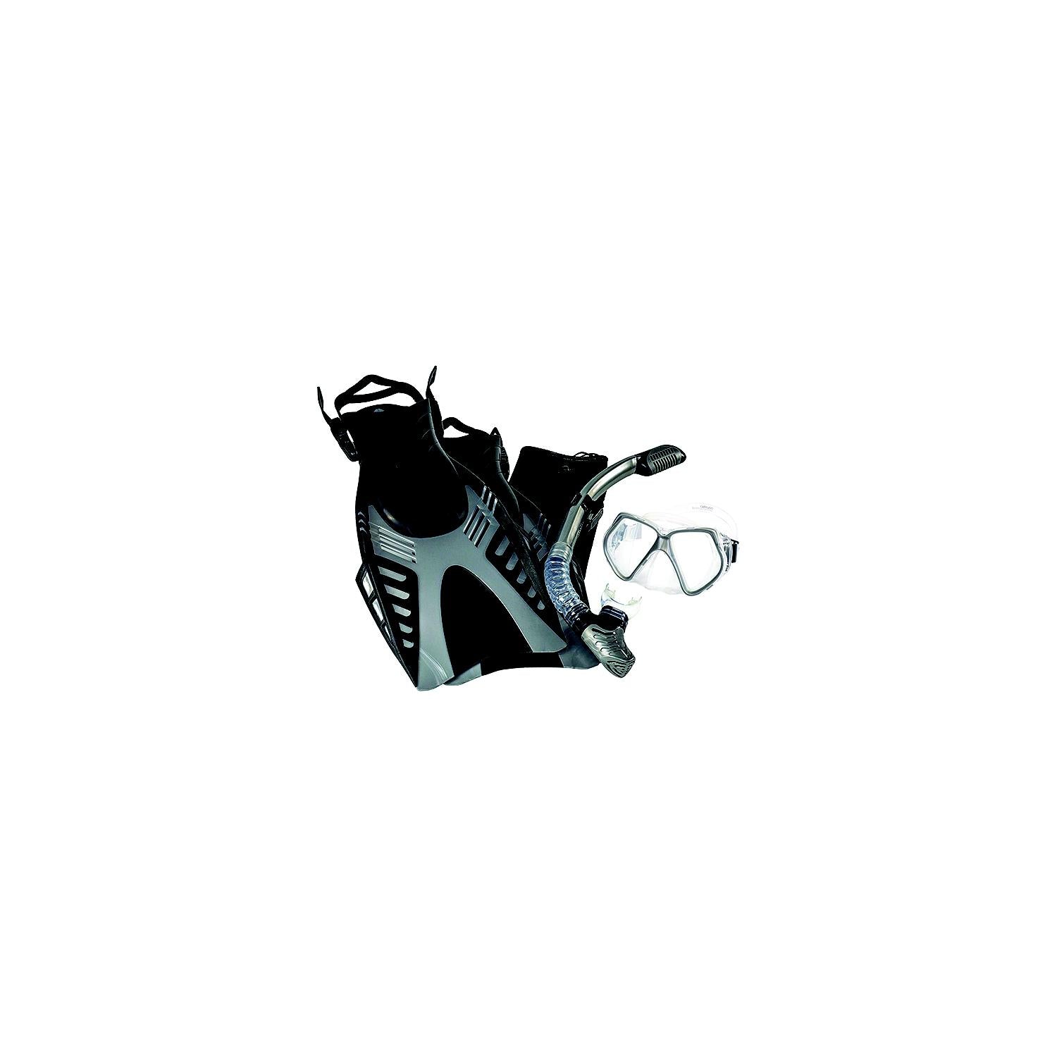 Aqua-Leisure Recreation WCX18230S3M Aqua Pro Dyna 5 Piece Snorkeling Set, Silver/Black, Sm/Md
