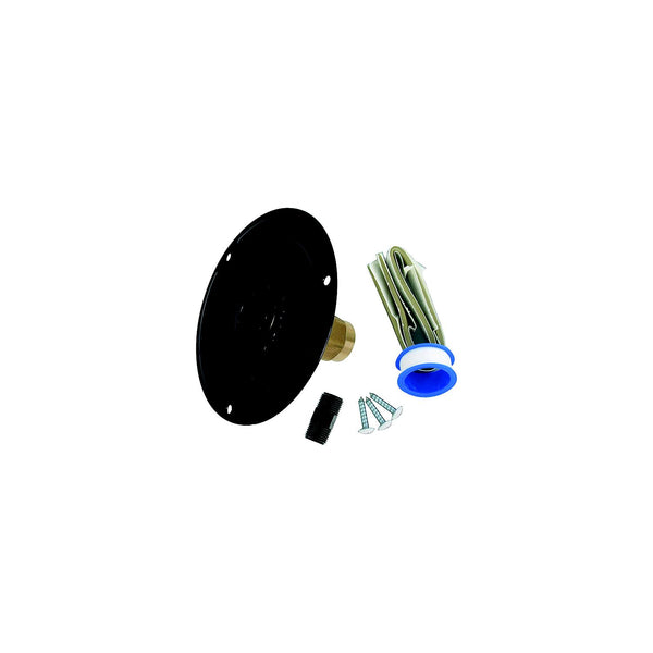 Valterra A01-0178LFVP Brass Check Valve 1/2" FPT Recessed RV Water Inlet & Includes Tape, Male Nipple Hardware, Black, Carded