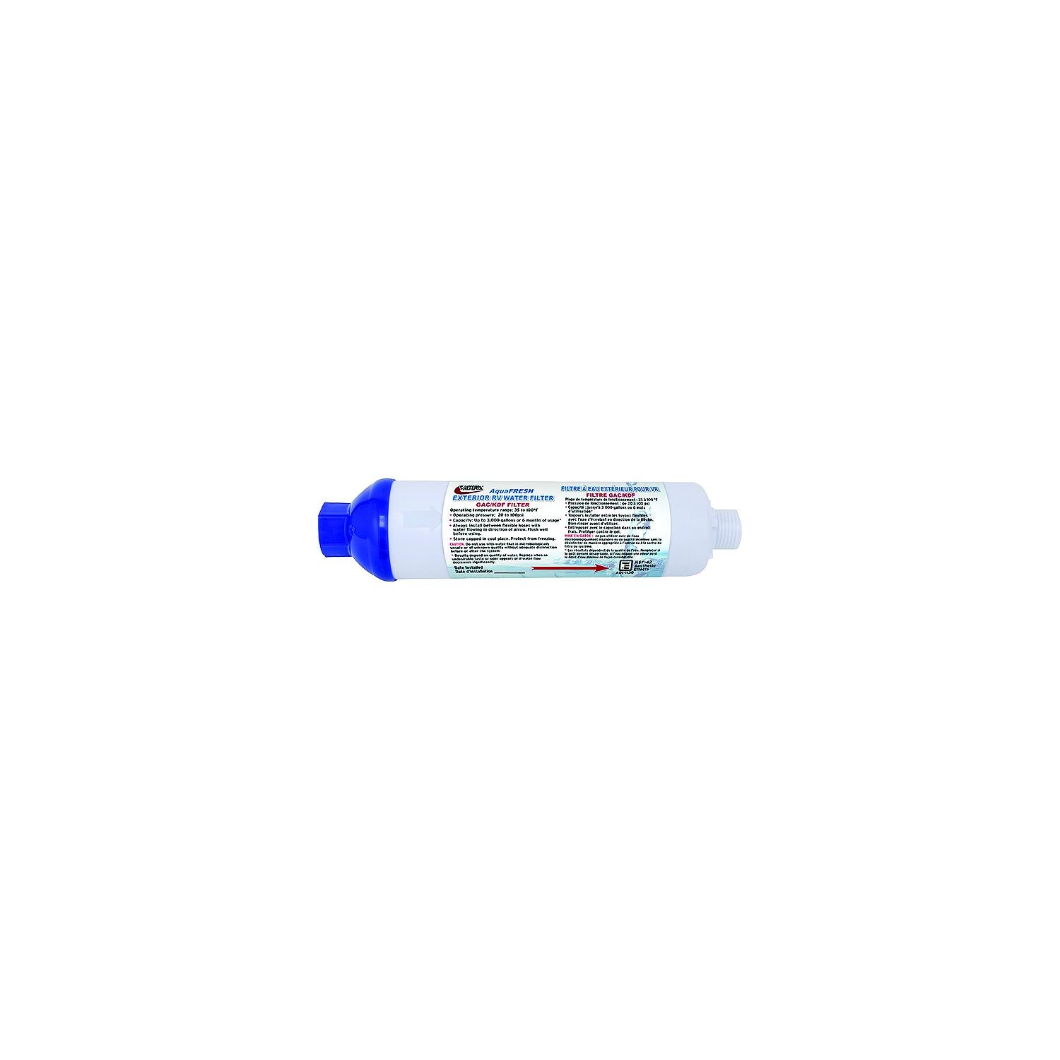Valterra A01-1132VP A011132VP AquaFresh Replacement Exterior RV Water Filter w/Hose Connections, 2/pk