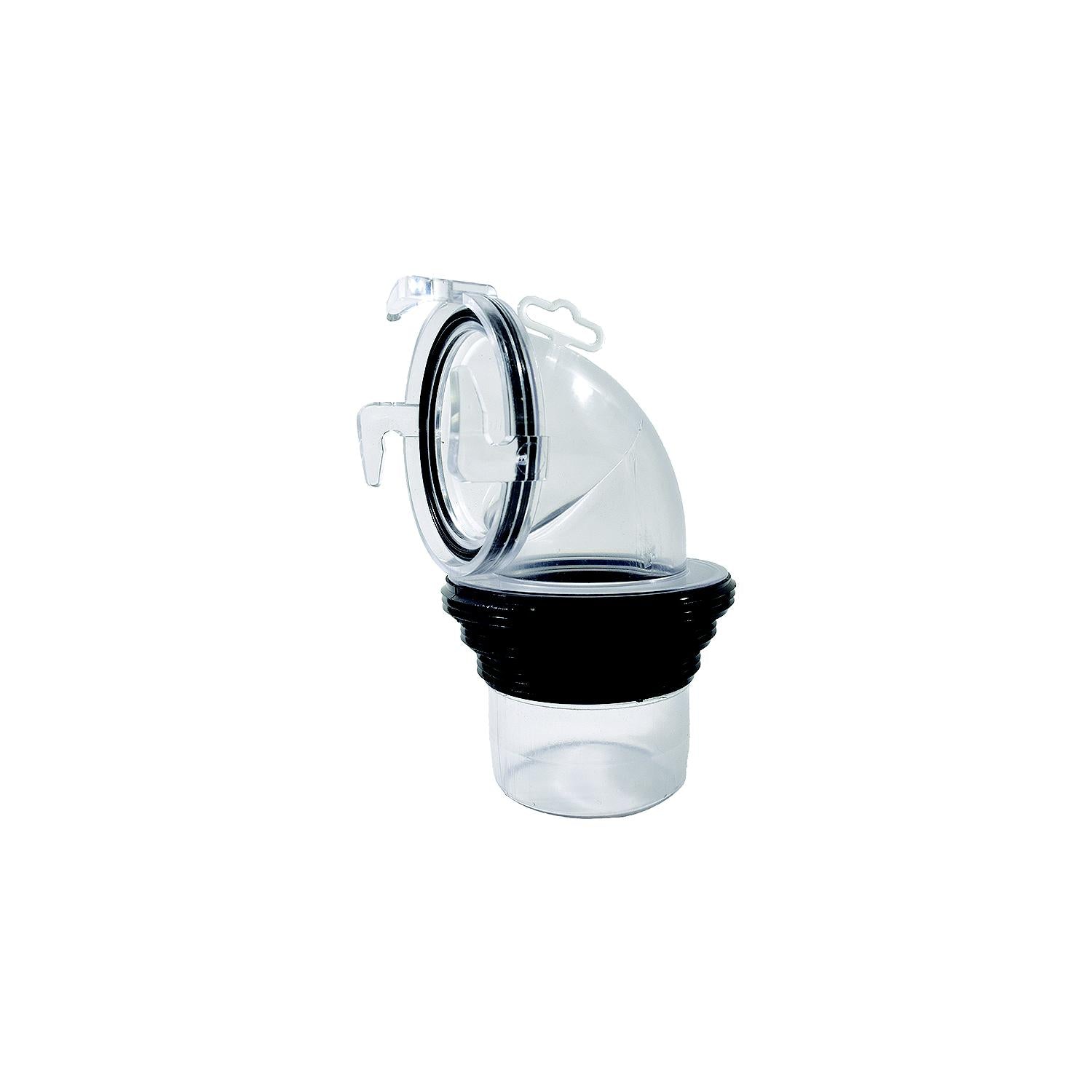 Valterra F02-3112CLBK F023112CLBK EZ Coupler 90 Degree Bay RV Sewer Connection Fitting, Clear and Black